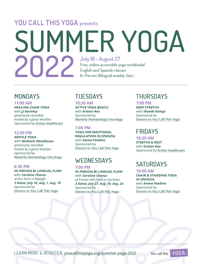 Summer Yoga 2022 flyer